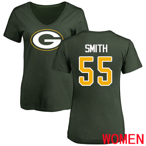 Green Bay Packers Green Women #55 Smith Za Darius Name And Number Logo Nike NFL T Shirt->nfl t-shirts->Sports Accessory